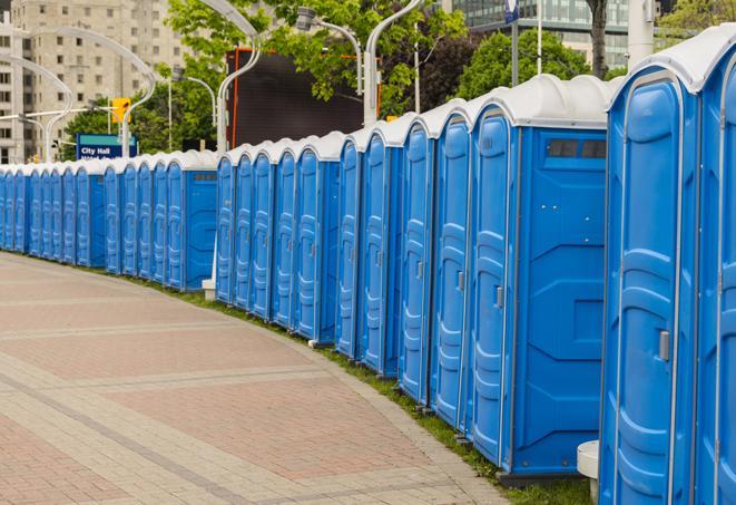 Seasonal porta potty units set up at a Statesboro, Georgia venue